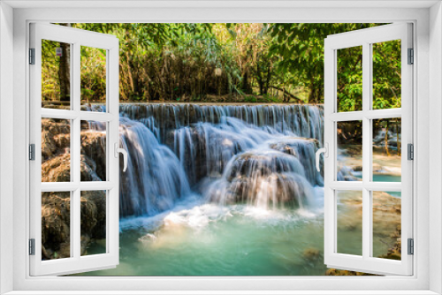 Fototapeta Naklejka Na Ścianę Okno 3D - Laos Luang Prabang Kuang Si Wasserfälle