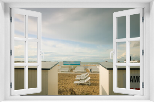 Fototapeta Naklejka Na Ścianę Okno 3D - cabines de plage le long de la mer du nord en Belgique à Knokke Heist en région flamande