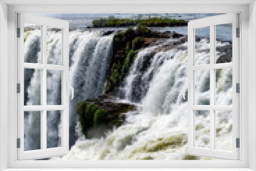 Fototapeta Naklejka Na Ścianę Okno 3D - Closeup view of majestic powerful stream of Iguazu Falls