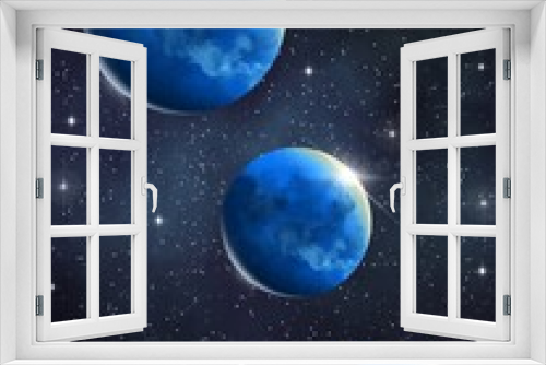 Fototapeta Naklejka Na Ścianę Okno 3D - blue planet with moon