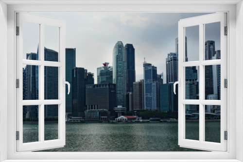Fototapeta Naklejka Na Ścianę Okno 3D - Nowoczesne miasto, drapacze chmur w Singapurze