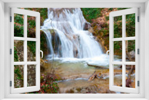 Fototapeta Naklejka Na Ścianę Okno 3D - waterfalls on mountain river