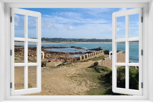 Fototapeta Naklejka Na Ścianę Okno 3D - Guernsey Channel Islands, Fort Hommet and Vazon Bay
