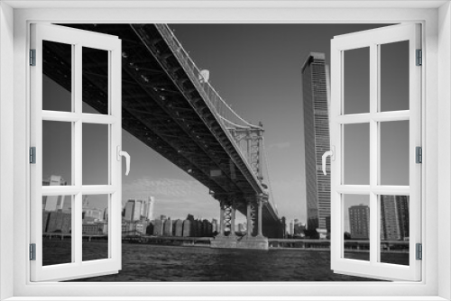 Fototapeta Naklejka Na Ścianę Okno 3D - city bridge and city skyline Manhattan New York 