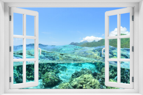 Fototapeta Naklejka Na Ścianę Okno 3D - Lagon bleu turquoise de moorea - Polynesie Francaise - photo mi air mi eau