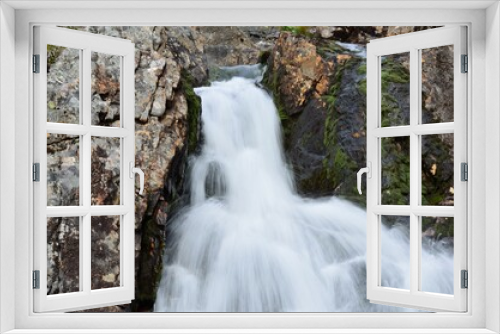 Fototapeta Naklejka Na Ścianę Okno 3D - majestic summer mountain waterfall in northern Norway