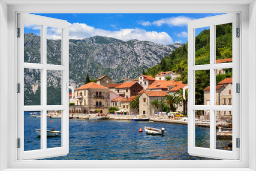 Fototapeta Naklejka Na Ścianę Okno 3D - Perast town in Kotor bay, Montenegro