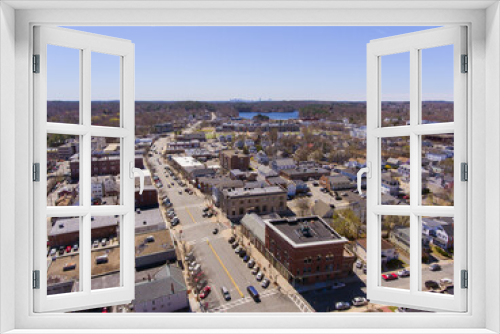 Fototapeta Naklejka Na Ścianę Okno 3D - Wakefield historic town center aerial view on Main Street in Wakefield, Massachusetts MA, USA. 