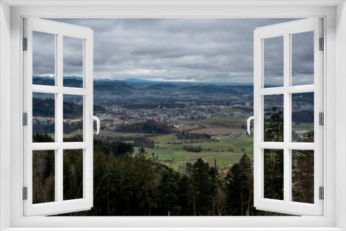 view from Bantiger over Bern on a cloudy winter day