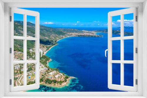 Fototapeta Naklejka Na Ścianę Okno 3D - Aerial view over southern skiathos island, Greece with modern hotels and luxurious villas in Sporades, Greece,