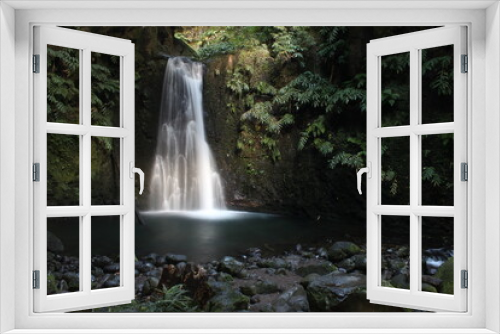 Fototapeta Naklejka Na Ścianę Okno 3D - Waterfall Salto do Prego S.Miguel Azores