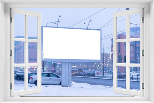 Fototapeta Naklejka Na Ścianę Okno 3D - Billboard screen mock-up. Promotional poster mockup on the street