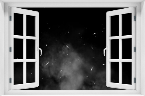 Fototapeta Naklejka Na Ścianę Okno 3D - Perfect fire particles embers sparks on isolated black background . Texture overlays. Explosion burn effect. Stock illustration.