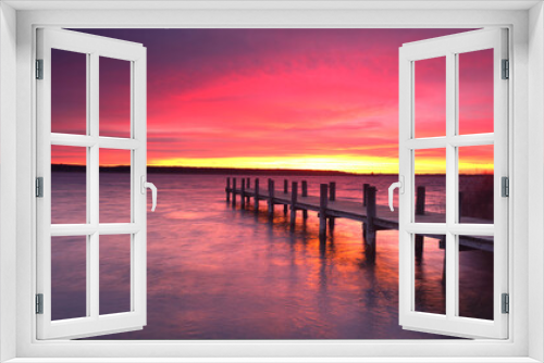 Fototapeta Naklejka Na Ścianę Okno 3D - blutroter Sonnenaufgang am See
