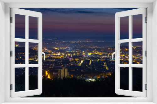 Fototapeta Naklejka Na Ścianę Okno 3D - Stuttagrt germany skyline aerial view befor sunrise city downtown.