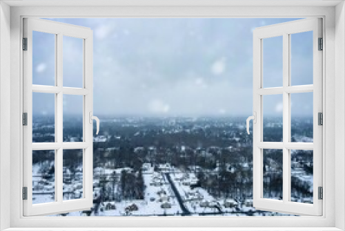 Fototapeta Naklejka Na Ścianę Okno 3D - Aerial shot of the New Jersey town called Vineland, covered in snow during the snow storm.