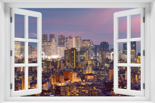 Fototapeta Naklejka Na Ścianę Okno 3D - Tokyo, Japan cityscape with Fuji