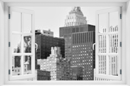 Fototapeta Naklejka Na Ścianę Okno 3D - Black and white picture of New York City architecture, USA.