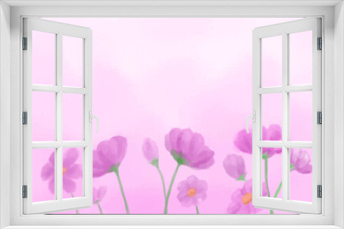 Fototapeta Naklejka Na Ścianę Okno 3D - Purple flower on pink background