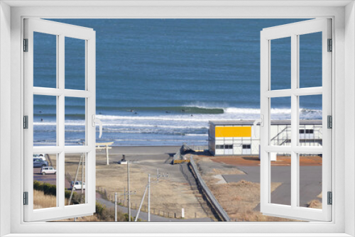Fototapeta Naklejka Na Ścianę Okno 3D - Tokyo 2020 Games Surfing Venue, at Tsurigasaki Beach in Ichinomiya town on Chiba Prefecture's Pacific coastline. The venue is currently incomplete due to the Covid Pandemic. Under Construction