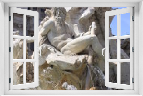 Fototapeta Naklejka Na Ścianę Okno 3D - Fontaine des Quatre-Fleuves, place Navone à Rome - Italie