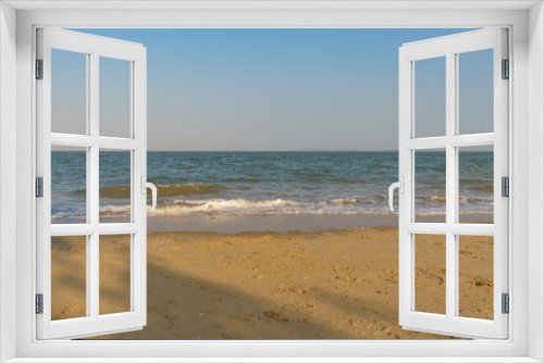 Fototapeta Naklejka Na Ścianę Okno 3D - Empty beach against blue clear sky