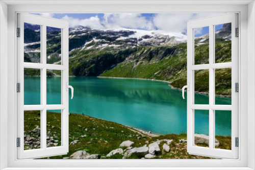 Fototapeta Naklejka Na Ścianę Okno 3D - wonderful green water from a water reservoir in the glacier world