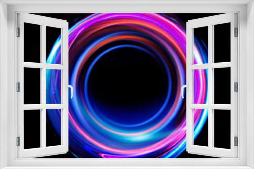 Fototapeta Naklejka Na Ścianę Okno 3D - Vivid abstract background. Beautiful design of rotation frame.  .Mystical portal. Bright sphere lens. Rotating lines. Glow ring. .Magic neon ball. Led blurred swirl. Spiral glint lines. HUD