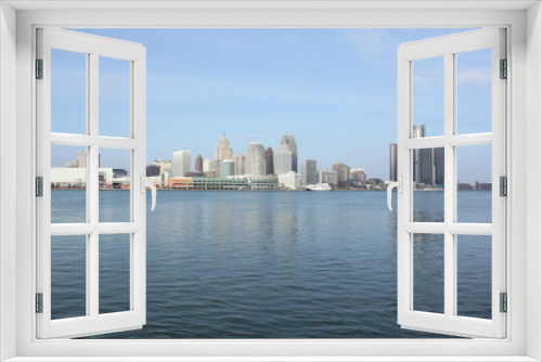 Fototapeta Naklejka Na Ścianę Okno 3D - Panoramic view of downtown Detroit