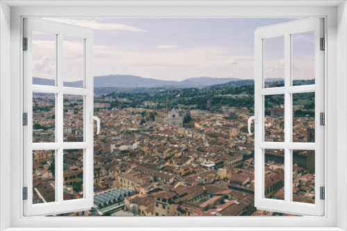 Fototapeta Naklejka Na Ścianę Okno 3D - Aerial panoramic view of city of Florence from cupola of Florence Cathedral