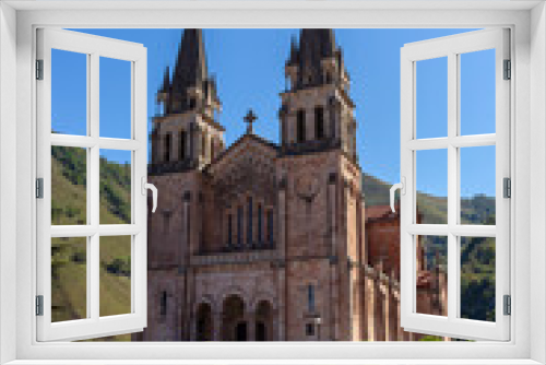 Fototapeta Naklejka Na Ścianę Okno 3D - Covadonga, Spain - September 4, 2020: The Basilica of Covadonga (Basilica de Santa María la Real de Covadonga) in Covadonga, Asturias, Spain.