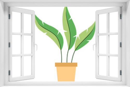 Fototapeta Naklejka Na Ścianę Okno 3D - Decorative Green Plant Isolated on a white background Flat Design Vector Illustration.
