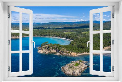 Fototapeta Naklejka Na Ścianę Okno 3D - France, Var department, Bormes les mimosas, Aerial view of Cap Leoube and Estagnole beach