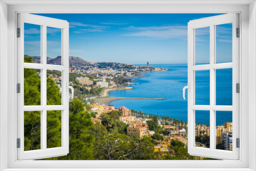 Fototapeta Naklejka Na Ścianę Okno 3D - View on Malaga and the Costa del Sol in Andalucia (Spain) from the Mirador de Gibralfaro