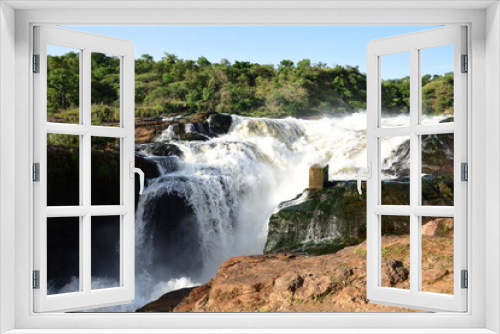 Fototapeta Naklejka Na Ścianę Okno 3D - Murchison Falls National Park Uganda, white water, rocks, roaring water in beautiful green forest 