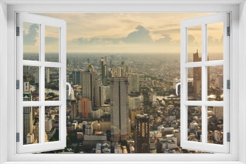 Fototapeta Naklejka Na Ścianę Okno 3D - Cityscape of Bangkok Thailand Panorama view Skyscraper