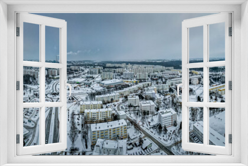 Fototapeta Naklejka Na Ścianę Okno 3D - Jastrzębie Zdrój, przemysłowe miasto na Śląsku w Polsce zimą z lotu ptaka
