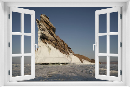 Fototapeta Naklejka Na Ścianę Okno 3D - Frozen Ogoy Island on Lake Baikal in Winter. Siberia, Russia.