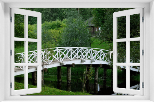 Fototapeta Naklejka Na Ścianę Okno 3D - White arched bridge.
