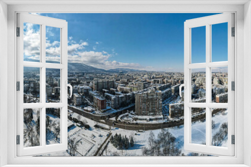 Fototapeta Naklejka Na Ścianę Okno 3D - Aerial Winter view panorama of South Park in Sofia, Bulgaria