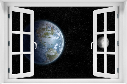 Fototapeta Naklejka Na Ścianę Okno 3D - Earth and Moon from space