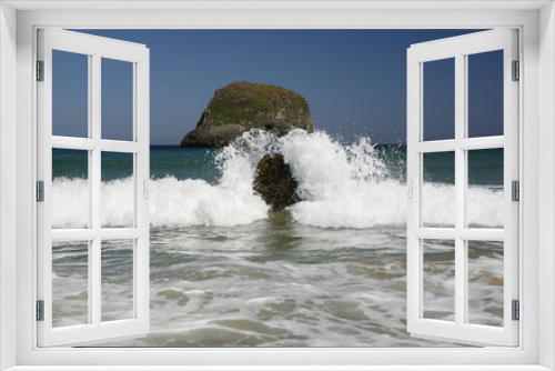 Fototapeta Naklejka Na Ścianę Okno 3D - Atlantic Atlantic Coast Northern Spain Spain Costa Verde Asturias Blue Sea Rocky Coast Wave Spray Washed A Rock