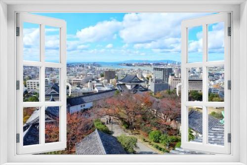 Fototapeta Naklejka Na Ścianę Okno 3D - Wakayama cityscape, view from rooftop of the Wakayama castle.