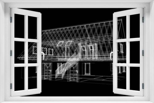 Fototapeta Naklejka Na Ścianę Okno 3D - Hauszeichnung