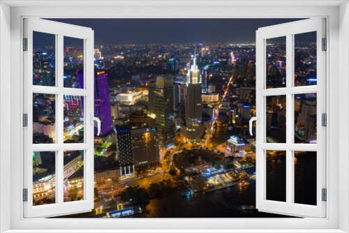 Fototapeta Naklejka Na Ścianę Okno 3D - Beautiful night city, cityscape of Ho Chi Minh city, Vietnam