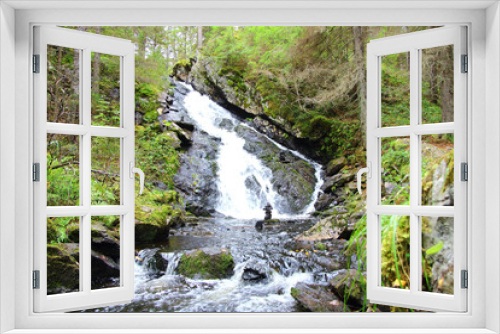 Fototapeta Naklejka Na Ścianę Okno 3D - waterfall flowing down the stones in karelia