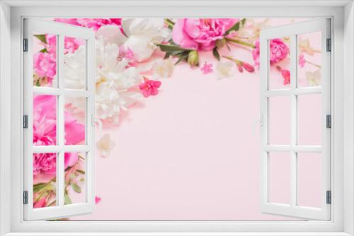 Fototapeta Naklejka Na Ścianę Okno 3D - beautiful flowers on pink paper background