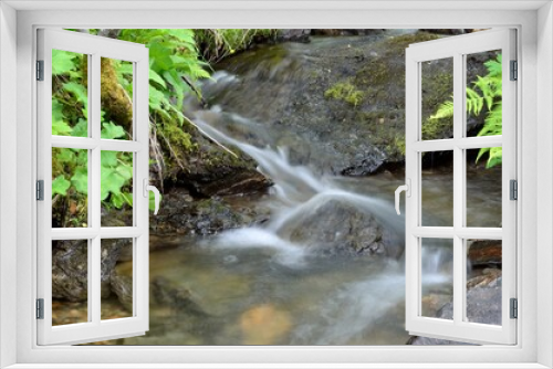 Fototapeta Naklejka Na Ścianę Okno 3D - clean and clear serene mountain stream in summer wilderness