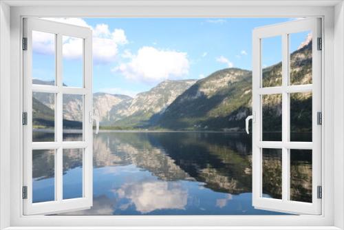 Fototapeta Naklejka Na Ścianę Okno 3D - Spiegelung am Hallstätter See