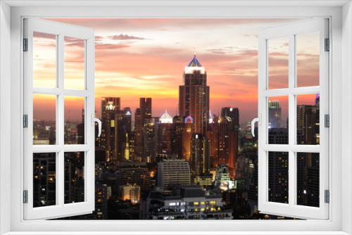 Fototapeta Naklejka Na Ścianę Okno 3D - Night view of Bangkok from Asok area
